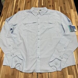 Coolibar Nassau Fishing‎ Shirt Mens 2XL Blue Long Sleeve Button Up UPF 50+ NWT